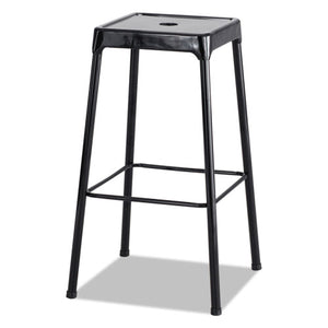 Bar-height Steel Stool, 29" Seat Height, Supports Up To 250 Lbs., Black Seat/black Back, Black Base