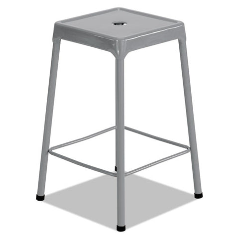 Image of Counter-height Steel Stool, 25" Seat Height, Supports Up To 250 Lbs., Silver Seat/silver Back, Silver Base