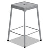 Counter-height Steel Stool, 25" Seat Height, Supports Up To 250 Lbs., Silver Seat/silver Back, Silver Base