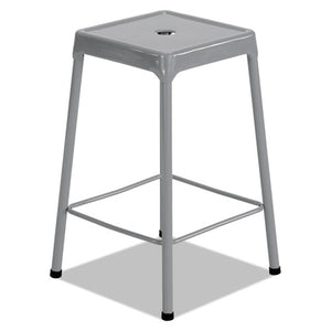 Counter-height Steel Stool, 25" Seat Height, Supports Up To 250 Lbs., Silver Seat/silver Back, Silver Base