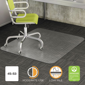 Duramat Moderate Use Chair Mat, Low Pile Carpet, Flat, 45 X 53, Rectangle, Clear