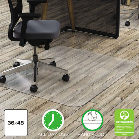 Image of Polycarbonate All Day Use Chair Mat For Hard Floors, 36 X 48, Rectangular, Clear