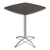 Iland Table, Contour, Square Bistro Style, 36" X 36" X 42", Gray Walnut/silver