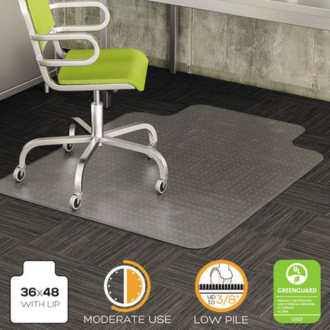 Image of Duramat Moderate Use Chair Mat, Low Pile Carpet, Flat, 36 X 48, Lipped, Clear