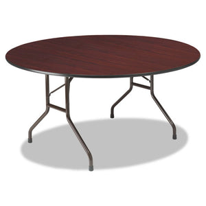 Premium Wood Laminate Folding Table, 60 Dia. X 29h, Mahogany Top/gray Base