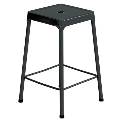 Image of Counter-height Steel Stool, 25" Seat Height, Supports Up To 250 Lbs., Black Seat/black Back, Black Base