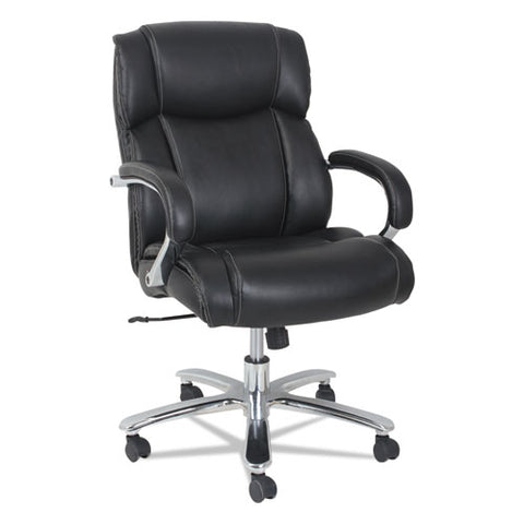 Image of Alera Maxxis Series Big And Tall Leather Chair, Supports Up To 450 Lbs., Black Seat/black Back, Chrome Base