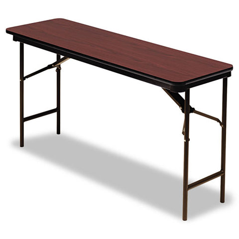 Image of Premium Wood Laminate Folding Table, Rectangular, 60w X 18d X 29h, Mahogany