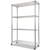 Nsf Certified 4-shelf Wire Shelving Kit With Casters, 48w X 18d X 72h, Silver