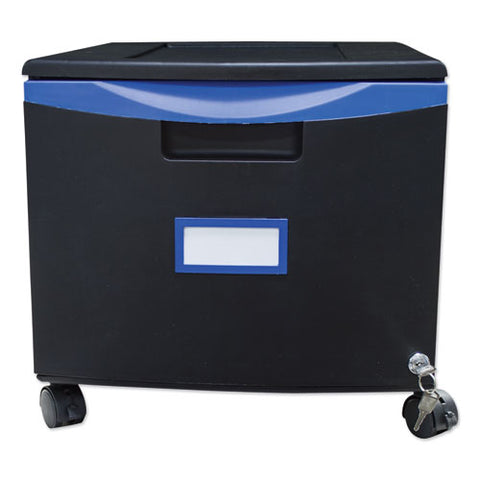 Image of Single-drawer Mobile Filing Cabinet, 14.75w X 18.25d X 12.75h, Black/blue