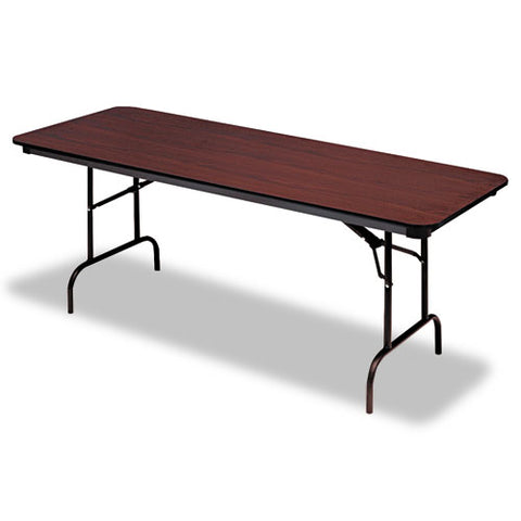 Image of Premium Wood Laminate Folding Table, Rectangular, 72w X 30d X 29h, Mahogany