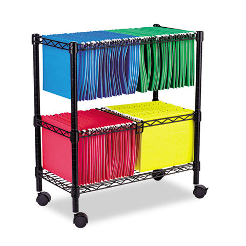 Image of Two-tier Rolling File Cart, 26w X 14d X 29.5h, Black