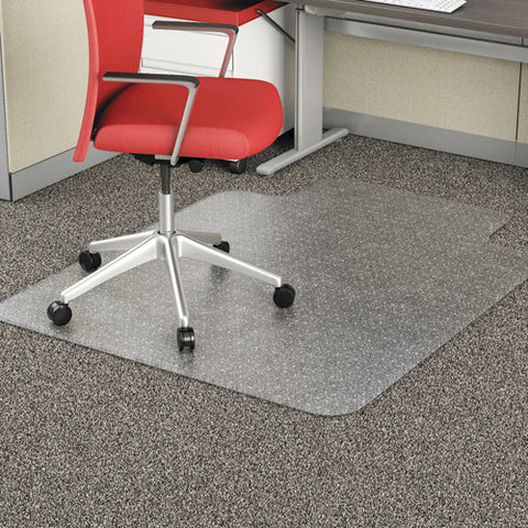 Image of Occasional Use Studded Chair Mat For Flat Pile Carpet, 45 X 53, Wide Lipped, Clear