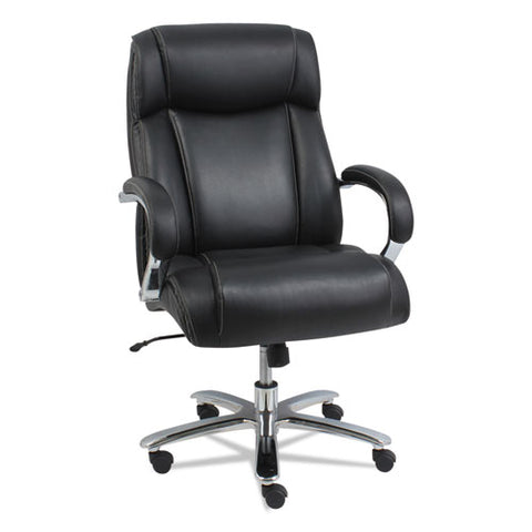 Image of Alera Maxxis Series Big And Tall Leather Chair, Supports Up To 500 Lbs., Black Seat/black Back, Chrome Base