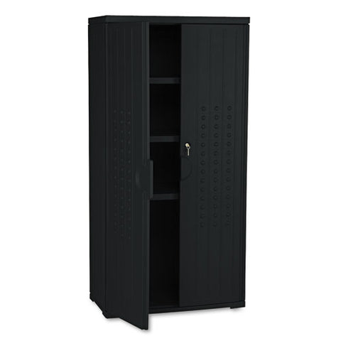 Image of Officeworks Resin Storage Cabinet, 33w X 18d X 66h, Black