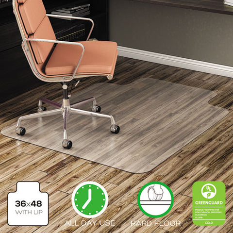 Image of Economat All Day Use Chair Mat For Hard, Lip, 36 X 48, Low Pile, Smooth, Clear