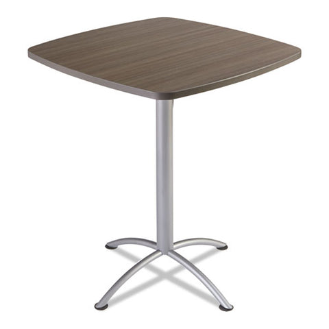 Image of Iland Table, Contour, Square Bistro Style, 36" X 36" X 42", Natural Teak/silver