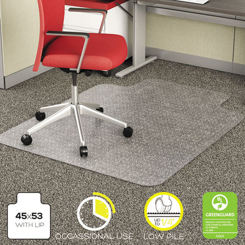 Image of Economat Occasional Use Chair Mat For Low Pile Carpet, 45 X 53, Wide Lipped, Clear