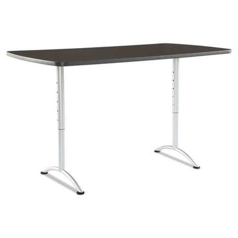 Image of Arc Sit-to-stand Tables, Rectangular Top, 36w X 72d X 30-42h, Gray Walnut/silver