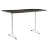 Arc Sit-to-stand Tables, Rectangular Top, 36w X 72d X 30-42h, Gray Walnut/silver