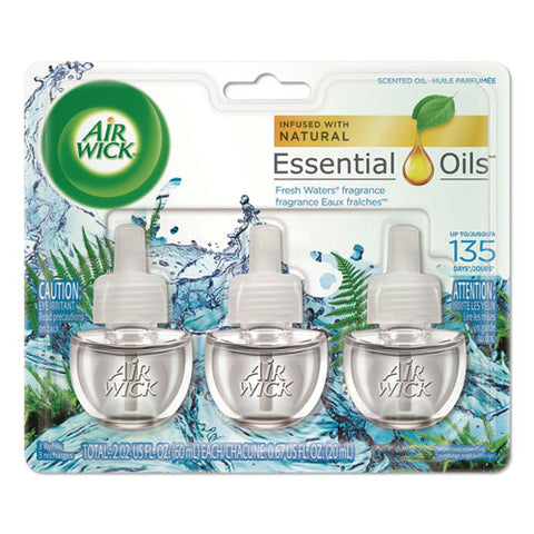 Image of Scented Oil Refill, Fresh Waters, 0.67oz, 3/pack, 6 Packs/carton