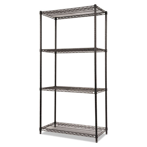 Image of Nsf Certified Industrial 4-shelf Wire Shelving Kit, 36w X 18d X 72h, Black