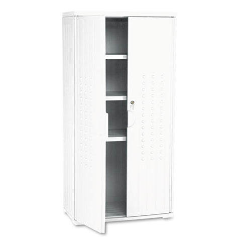 Image of Officeworks Resin Storage Cabinet, 33w X 18d X 66h, Platinum