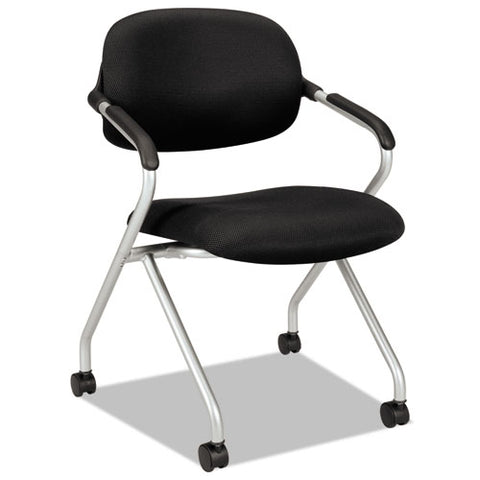 Image of Hvl303 Nesting Arm Chair, Black Seat/black Back, Platinum Base