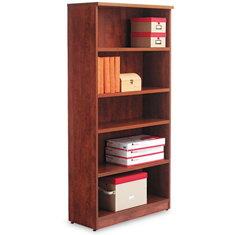 Image of Alera Valencia Series Bookcase, Five-shelf, 31 3/4w X 14d X 64 3/4h, Medium Cherry