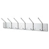 Metal Wall Rack, Six Ball-tipped Double-hooks, 36w X 3.75d X 7h, Satin Metal