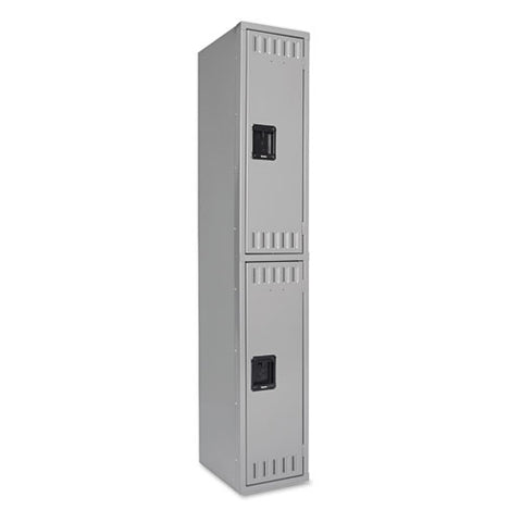 Image of Double Tier Locker, Single Stack, 12w X 18d X 72h, Medium Gray