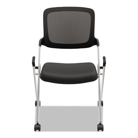 Image of Vl304 Mesh Back Nesting Chair, Black Seat/black Back, Silver Base