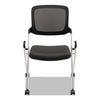 Vl304 Mesh Back Nesting Chair, Black Seat/black Back, Silver Base