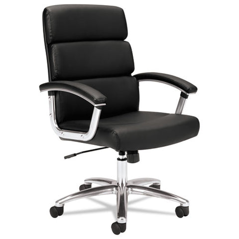 Image of Traction High-back Executive Chair, Supports Up To 250 Lbs., Black Seat/black Back, Polished Aluminum Base