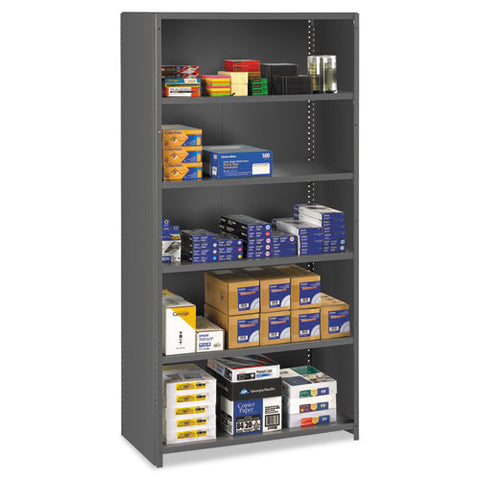 Image of Closed Commercial Steel Shelving, Six-shelf, 36w X 18d X 75h, Medium Gray