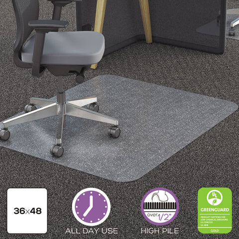 Image of Polycarbonate All Day Use Chair Mat - All Carpet Types, 36 X 48, Rectangular, Clear