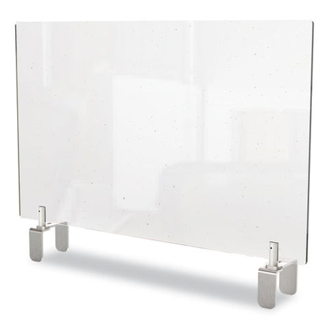 Image of Clear Partition Extender With Attached Clamp, 29 X 3.88 X 30, Thermoplastic Sheeting