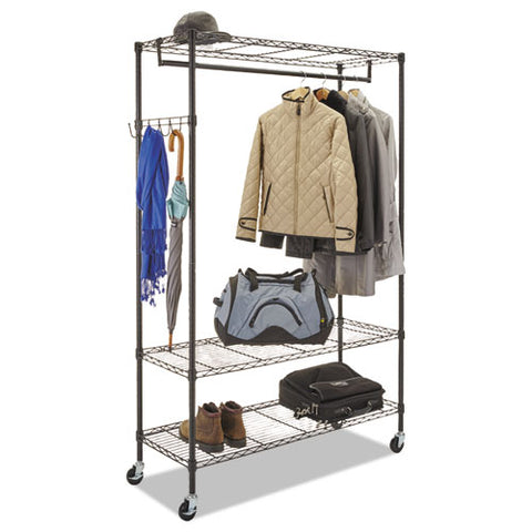 Image of Wire Shelving Garment Rack, 40 Garments, 48w X 18d X 75h, Black