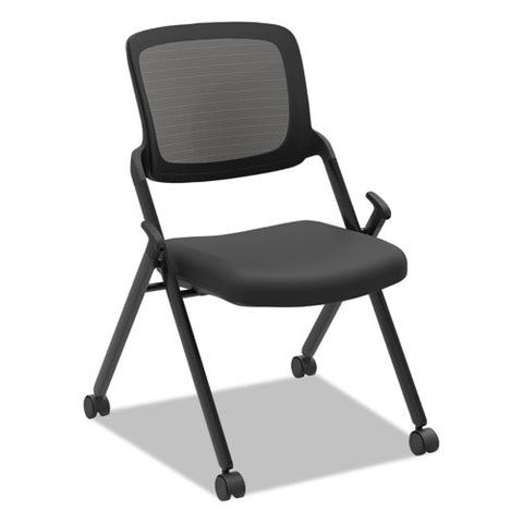 Image of Vl304 Mesh Back Nesting Chair, Black Seat/black Back, Black Base