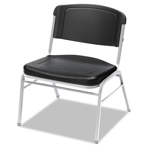 Image of Rough 'n Ready Big And Tall Stack Chair, Black Seat/black Back, Silver Base, 4/carton