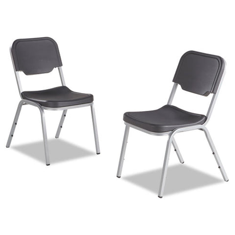 Image of Rough 'n Ready Original Stack Chair, Charcoal Seat/charcoal Back, Silver Base, 4/carton