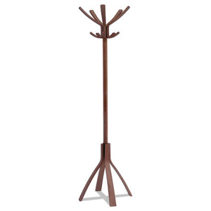 Café Wood Coat Stand, Ten Peg/five Hook, 21.67w X 21.67d X 69.33h, Espresso Brown