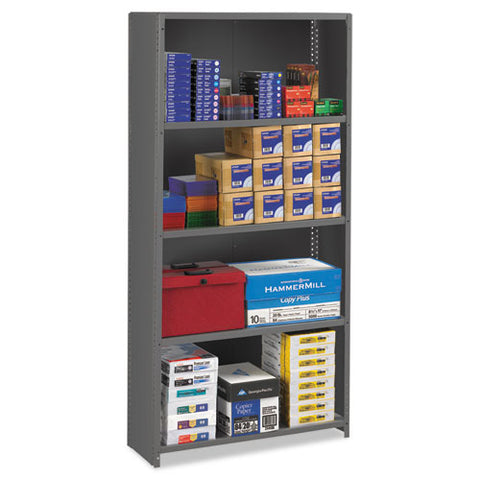 Image of Closed Commercial Steel Shelving, Five-shelf, 36w X 12d X 75h, Medium Gray