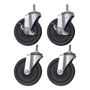 Optional Casters For Wire Shelving, 200 Lbs/caster, Gray/black, 4/set