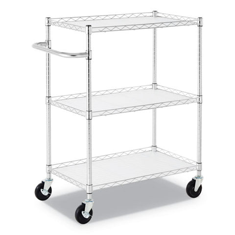 Image of 3-shelf Wire Cart With Liners, 34.5w X 18d X 40h, Silver, 600-lb Capacity