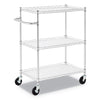 3-shelf Wire Cart With Liners, 34.5w X 18d X 40h, Silver, 600-lb Capacity