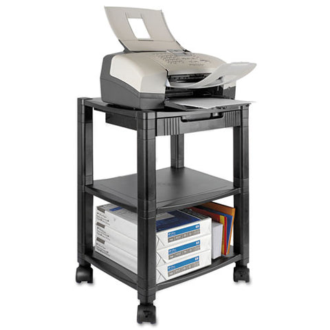 Image of Mobile Printer Stand, Three-shelf, 17w X 13.25d X 24.5h, Black