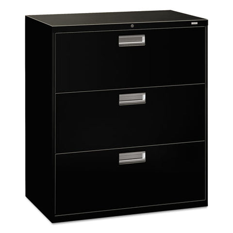 Image of 600 Series Three-drawer Lateral File, 36w X 18d X 39.13h, Black