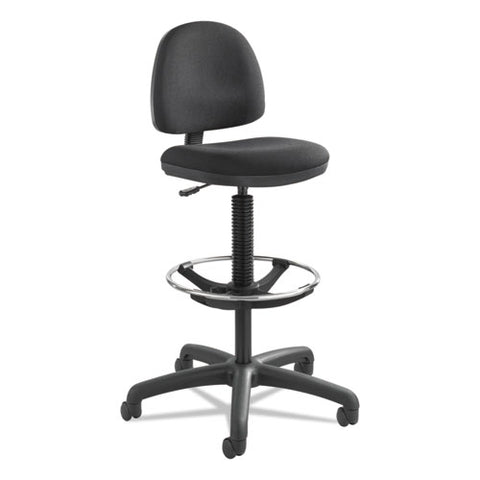 Image of Precision Extended-height Swivel Stool With Adjustable Footring, 33" Seat Height, Up To 250 Lbs., Black Seat/back, Black Base