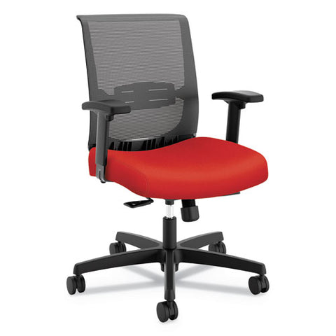 Image of Convergence Mid-back Task Chair With Syncho-tilt Control With Seat Slide, Supports Up To 275 Lbs, Red Seat, Black Back/base